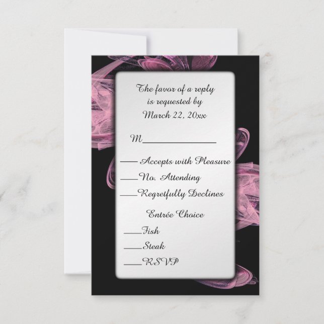 Abstract Rose RSVP with Menu Choice (Front)