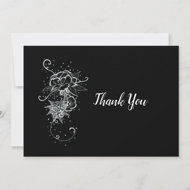 Abstract Rose Tattoo Thank You Card (Front)