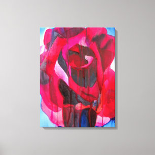 Abstract Rose watercolor Etoile de Holland art Canvas Print