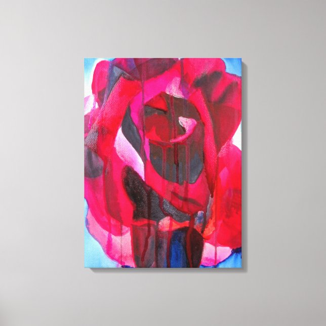 Abstract Rose watercolor Etoile de Holland art Canvas Print (Front)