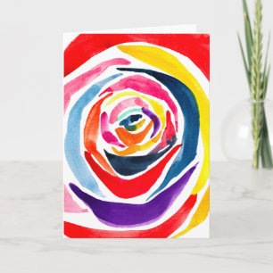 Abstract rose watercolor pop art card