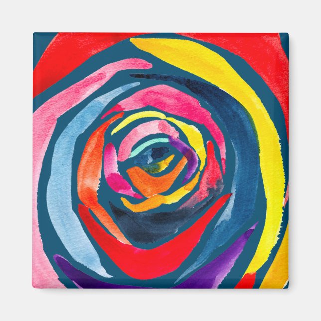 Abstract rose watercolor pop art magnet (Front)
