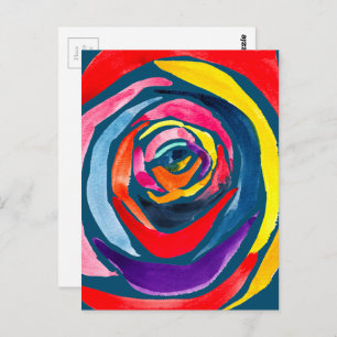 Abstract rose watercolor pop art postcard