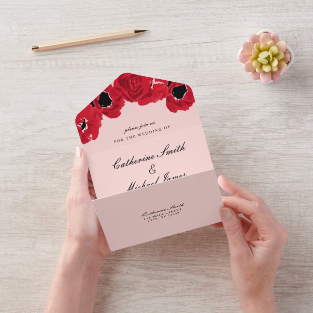 Abstract Roses and Poppies All In One Invitation (Video)