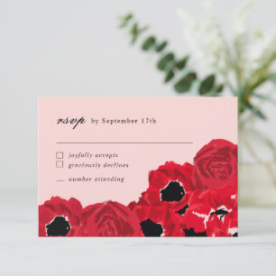Abstract Roses and Poppies Coordinating Small RSVP Card