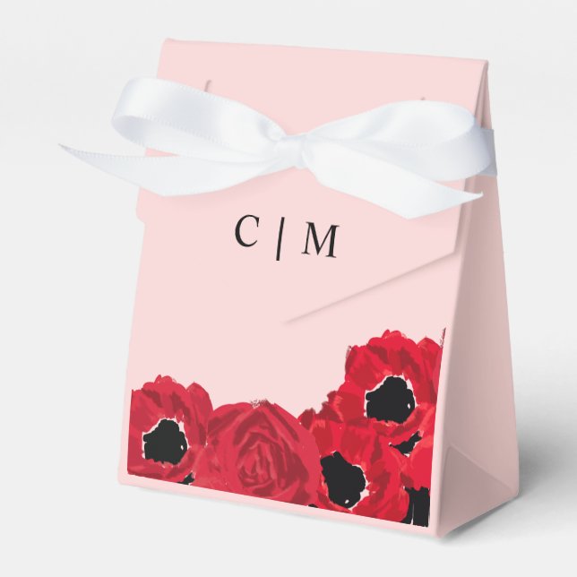 Abstract Roses and Poppies Coordinating Wedding Favour Box (Front Side)