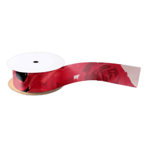 Abstract Roses and Poppies Coordinating Wedding Satin Ribbon
