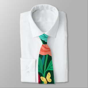 Abstract Roses Butterflies Neck Tie