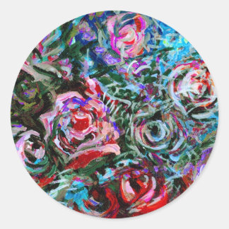 Abstract roses in red and turqoise - stickers
