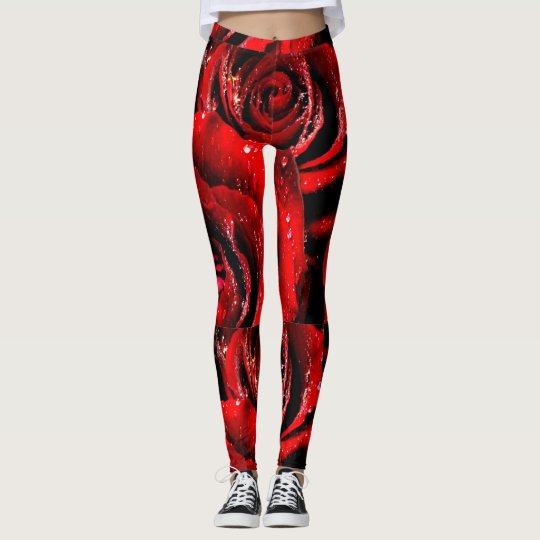 Abstract roses leggings womens