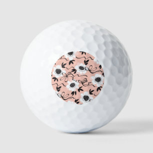Abstract roses, pale colours, vintage pattern. golf balls