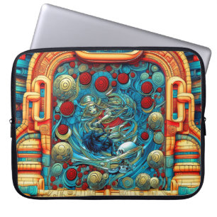 Abstract Roses Priestess Witchy Colourful AI Art Laptop Sleeve