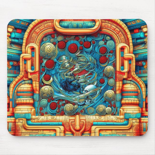 Abstract Roses Priestess Witchy Colourful AI Art Mouse Mat (Front)