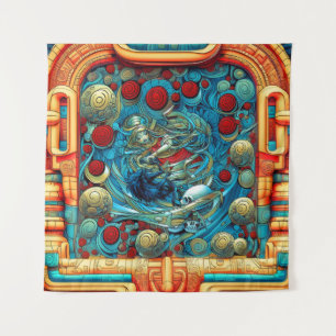 Abstract Roses Priestess Witchy Colourful AI Art Tapestry