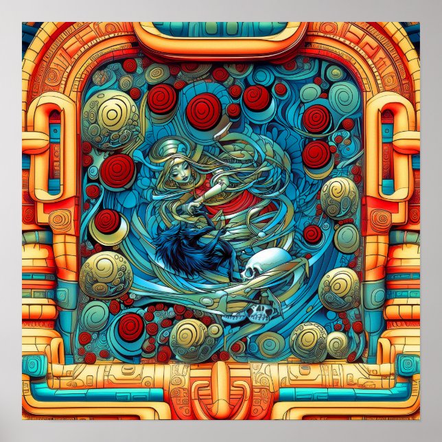 Abstract Roses Witchy Colourful AI Art Matte Value Poster (Front)