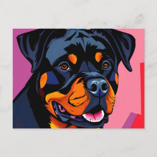 Abstract Rottweiler Portrait Contemporary Postcard