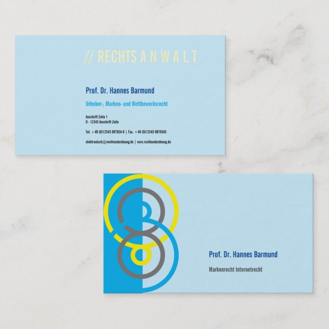 Abstract round logo blue yellow business card (Front/Back)