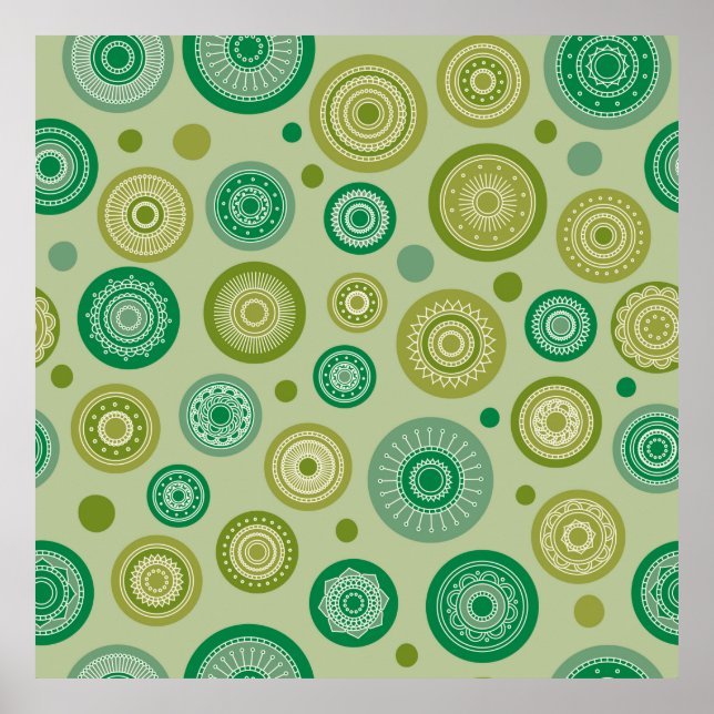 Abstract round ornaments seamless vintage pattern. poster (Front)