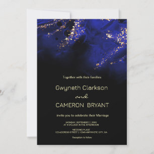 Abstract Royal Blue and Gold Alcohol  Invitation