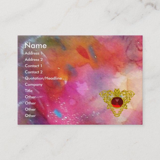 ABSTRACT RUBY,bright red blue pink Business Card (Front)