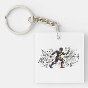 Abstract Runner Graffiti Street Art Key Ring