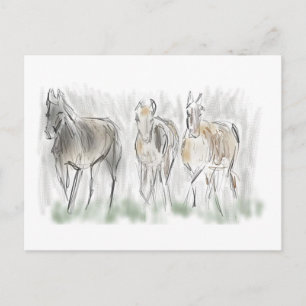 Abstract Running Horses Postcard