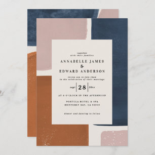 Abstract rust, navy + pink modern contemporary