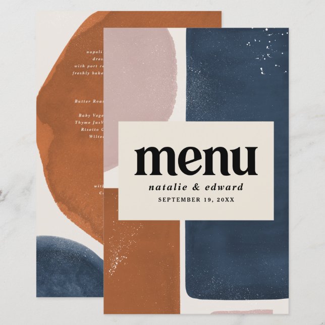 Abstract rust, navy + pink modern contemporary  (Front/Back)