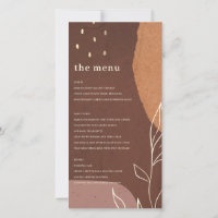 Abstract Rust Orange Leafy Foliage Menu Card