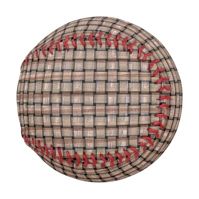Abstract Rustic Burlap Basket Weave Look Baseballs (Front Right)