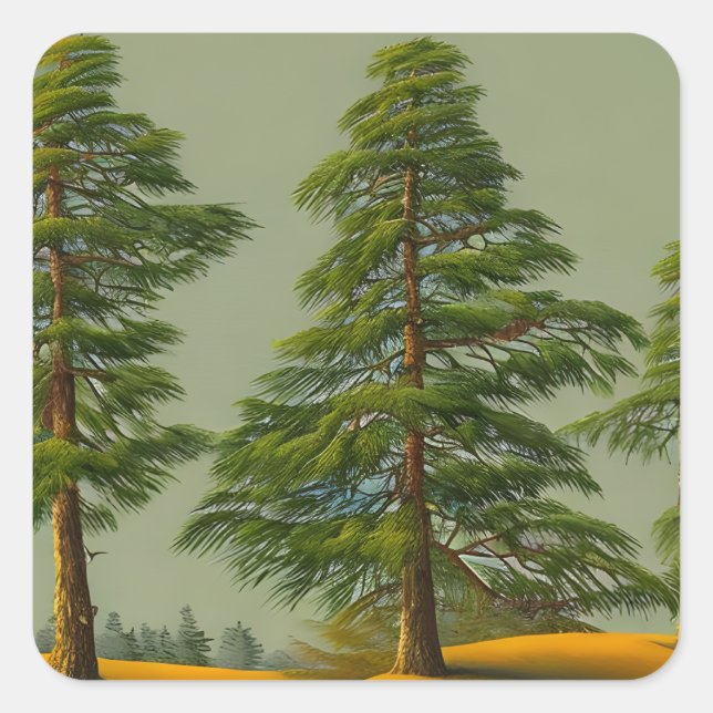 Abstract Rustic Northern Pine Square Sticker (Front)