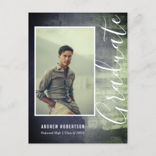 Abstract Rustic Shimmer Photo Graduation Invitation Postcard
