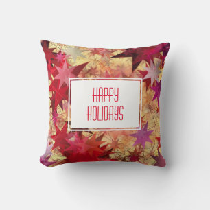 Abstract Rustic Stars HAPPY HOLIDAYS Cushion