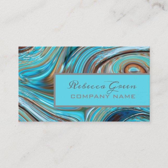 abstract rustic western country turquoise blue business card (Front)