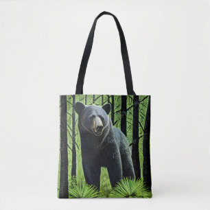 Abstract Rustic Wilderness Black Bear Tote Bag