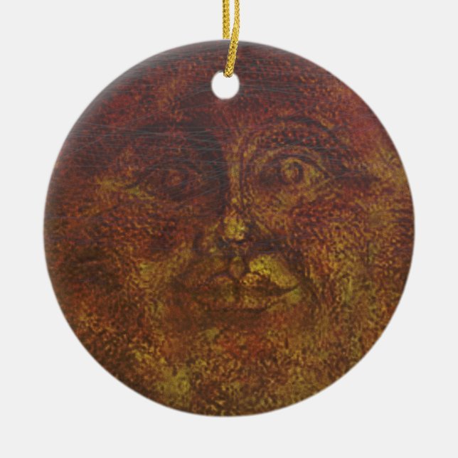 Abstract Rusty Brown Face of the Sun Ornament (Front)