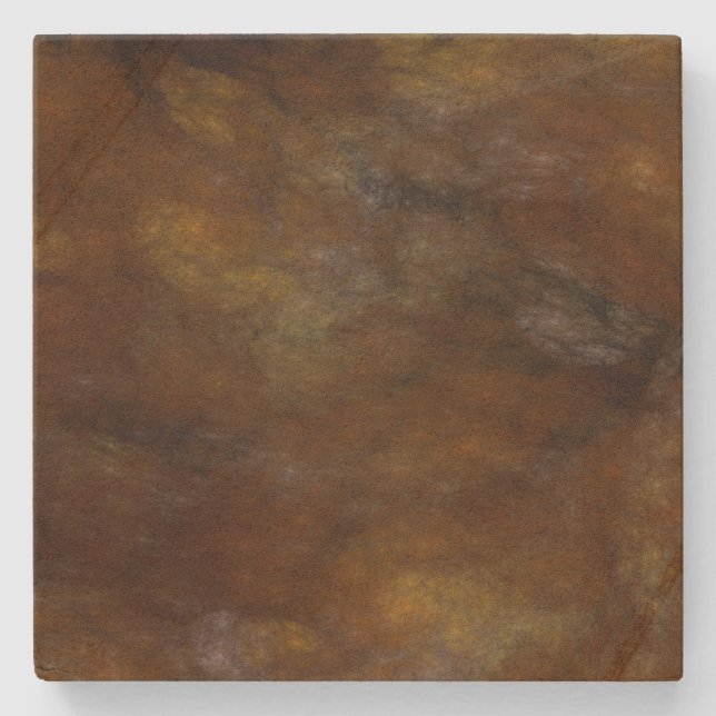 Abstract Rusty Marbled Brown Square Coaster (Front)
