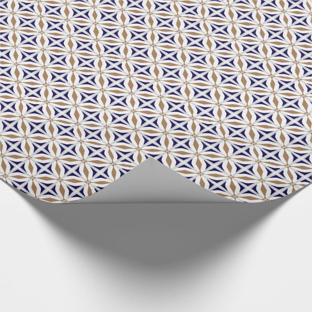 Abstract Safari Geometric Pattern Cobalt Brown Wrapping Paper (Corner)