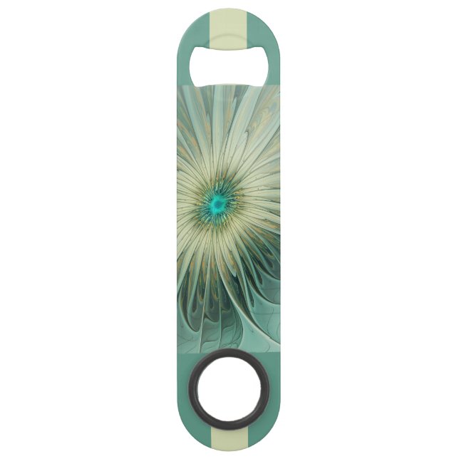 Abstract Sage Green Fantasy Flower Fractal Art (Front)