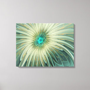 Abstract Sage Green Fantasy Flower Fractal Art Canvas Print