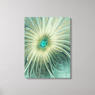 Abstract Sage Green Fantasy Flower Fractal Art Canvas Print