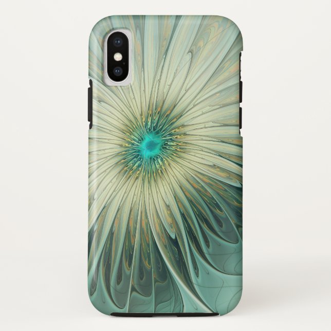 Abstract Sage Green Fantasy Flower Fractal Art Case-Mate iPhone Case (Back)