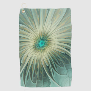 Abstract Sage Green Fantasy Flower Fractal Art Golf Towel