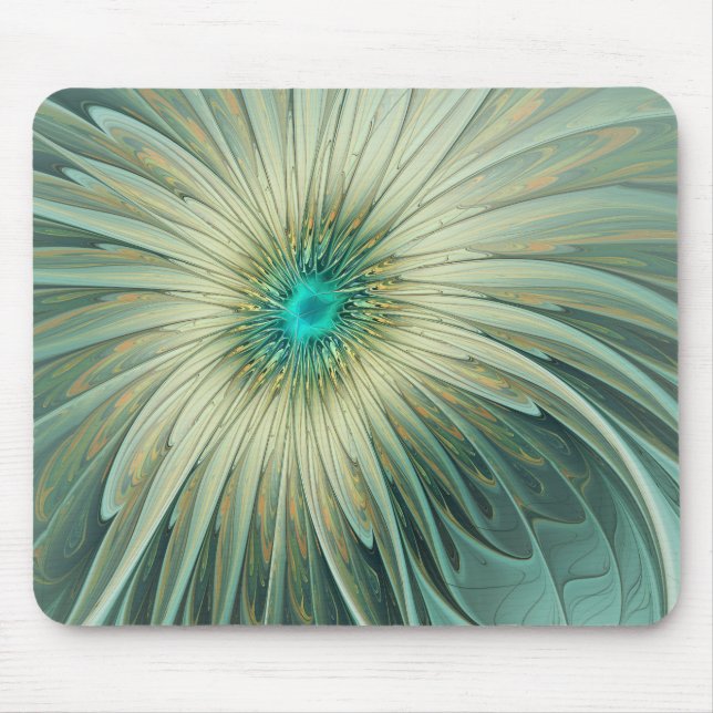 Abstract Sage Green Fantasy Flower Fractal Art Mouse Mat (Front)