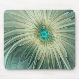 Abstract Sage Green Fantasy Flower Fractal Art Mouse Mat