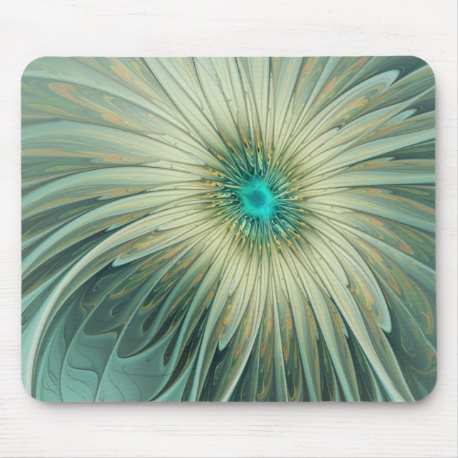 Abstract Sage Green Fantasy Flower Fractal Art Mouse Mat (Front)