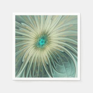 Abstract Sage Green Fantasy Flower Fractal Art Napkin