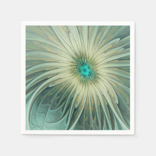 Abstract Sage Green Fantasy Flower Fractal Art Napkin