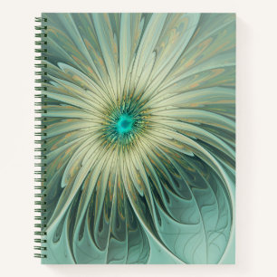 Abstract Sage Green Fantasy Flower Fractal Art Notebook
