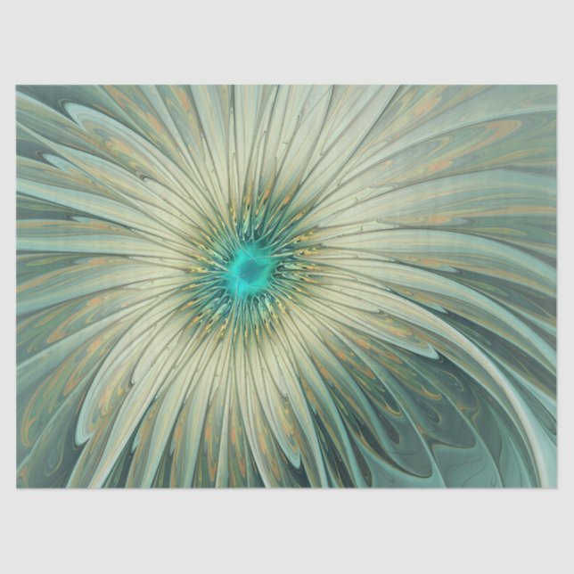 Abstract Sage Green Fantasy Flower Fractal Art Tissue Paper (Front)